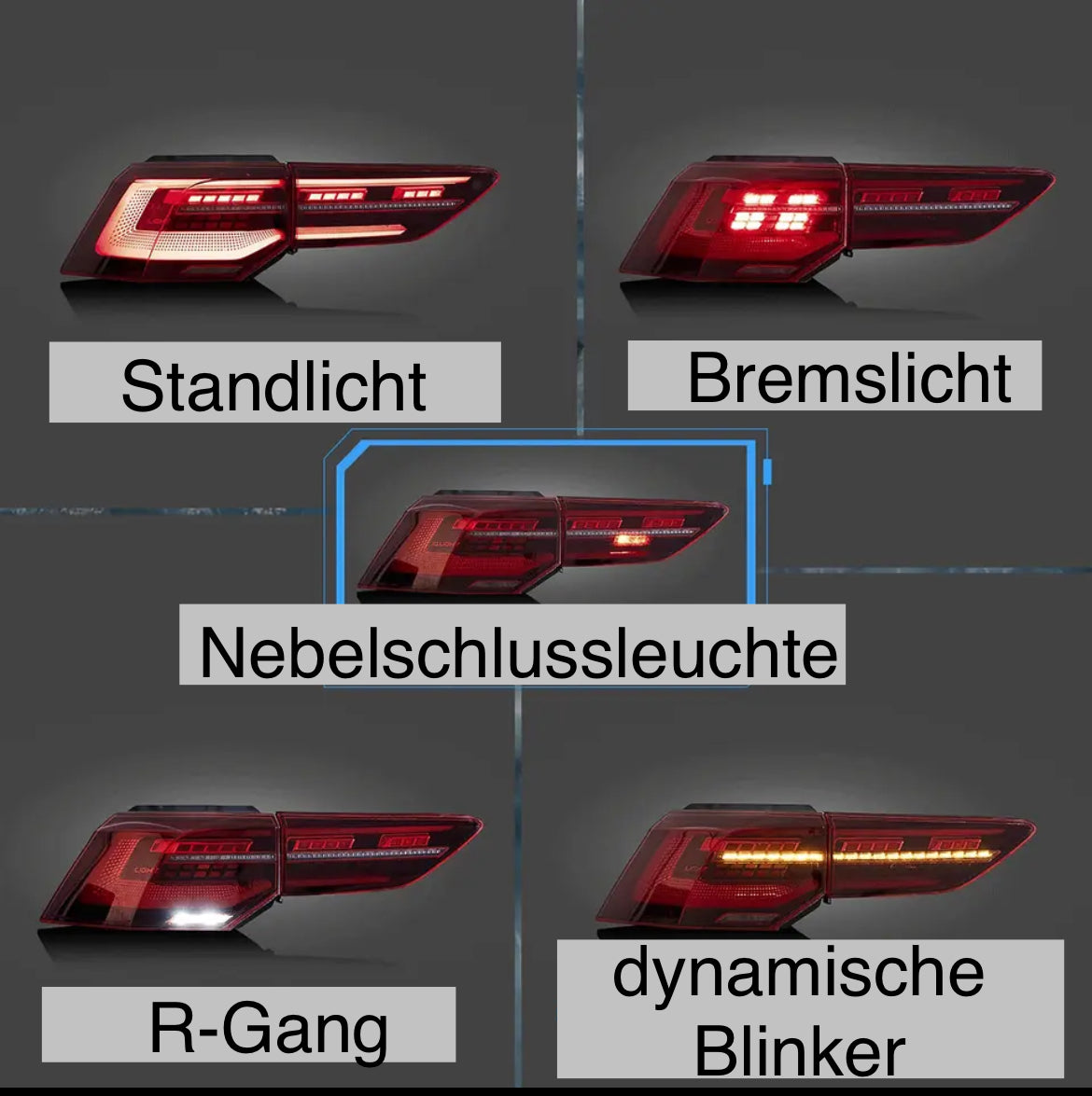 VLand Volkswagen VW Golf 8 MK8 2020-2023 dynamische LED Rückleuchten